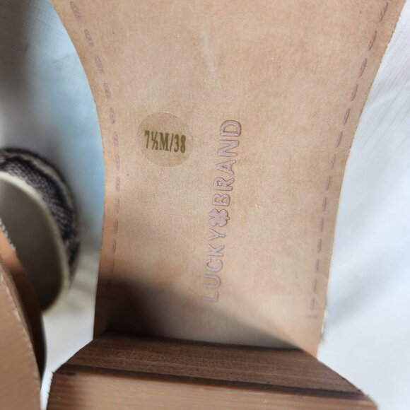 Lucky Brand Size 7.5 Women' Sandals Loklin Snake Print Ankle Strap Brown (32) - Picture 11 of 11